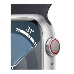 Apple Watch Series 9 (2023) GPS + Cellular 45 mm - Aluminium Silver - Sport band Black