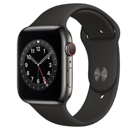 Apple Watch (6th gen) 2020 GPS + Cellular 44 - Stainless steel Graphite - Sport band White