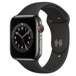 Apple Watch Series 6 (2020) GPS + Cellular 44 mm - Stainless steel Graphite - Sport band Black