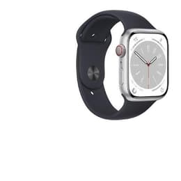 Apple Watch Series 8 (2022) GPS + Cellular 45 mm - Stainless steel Silver - Sport band Black