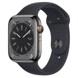 Apple Watch (8th gen) 2022 GPS + Cellular 45 - Stainless steel Graphite - Sport band Black