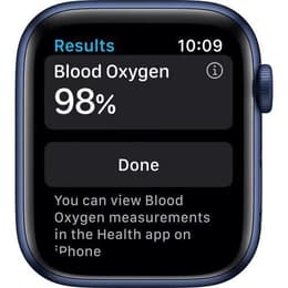 Apple Watch (6th gen) 2020 GPS + Cellular 44 - Stainless steel Blue - Sport band White