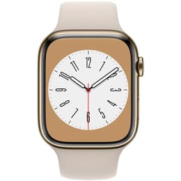 Apple Watch Series 8 (2022) GPS + Cellular 41 mm - Stainless steel Gold - Sport band Starlight