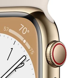 Apple Watch Series 8 (2022) GPS + Cellular 41 mm - Stainless steel Gold - Sport band Starlight