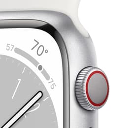 Apple Watch Series 8 (2022) GPS + Cellular 41 mm - Aluminium Silver - Sport band White