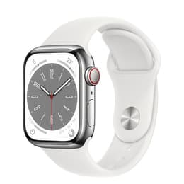 Apple Watch Series 8 (2022) GPS + Cellular 41 mm - Stainless steel Silver - Sport band White