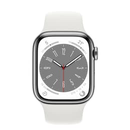 Apple Watch Series 8 (2022) GPS + Cellular 41 mm - Stainless steel Silver - Sport band White