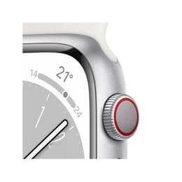 Apple Watch Series 8 (2022) GPS + Cellular 41 mm - Stainless steel Silver - Sport band White