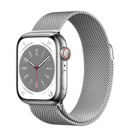 Apple Watch Series 8 (2022) GPS + Cellular 45 mm - Stainless steel Silver - Milanese loop Grey